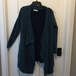 Teal colored cardigan